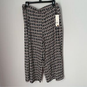 NY Collection Women’s Wide Leg Elastic Waist Cropped Pants size XL